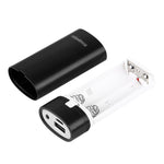 HAWEEL DIY 2顆 18650 電池（不含）5600mAh 行動電源外殼盒，附 USB 輸出及指示燈，DIY 2電池（黑色）、DIY 2電池（白色）
