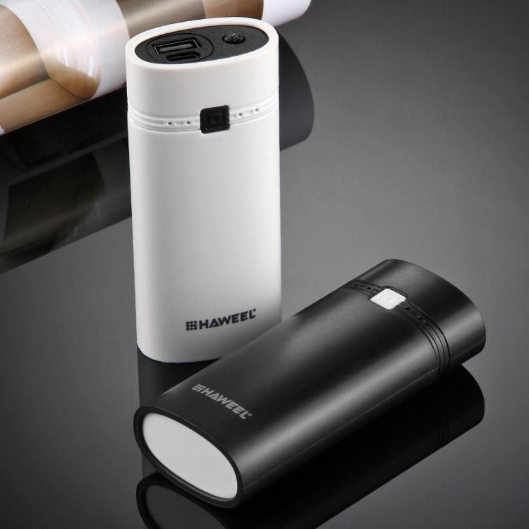 HAWEEL DIY 2顆 18650 電池（不含）5600mAh 行動電源外殼盒，附 USB 輸出及指示燈，DIY 2電池（黑色）、DIY 2電池（白色）