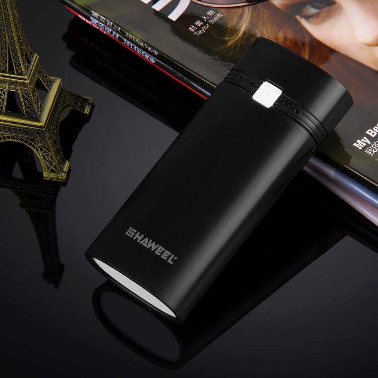 HAWEEL DIY 2顆 18650 電池（不含）5600mAh 行動電源外殼盒，附 USB 輸出及指示燈，DIY 2電池（黑色）、DIY 2電池（白色）