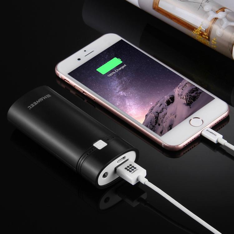 HAWEEL DIY 2顆 18650 電池（不含）5600mAh 行動電源外殼盒，附 USB 輸出及指示燈，DIY 2電池（黑色）、DIY 2電池（白色）