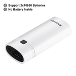 HAWEEL DIY 2顆 18650 電池（不含）5600mAh 行動電源外殼盒，附 USB 輸出及指示燈，DIY 2電池（黑色）、DIY 2電池（白色）