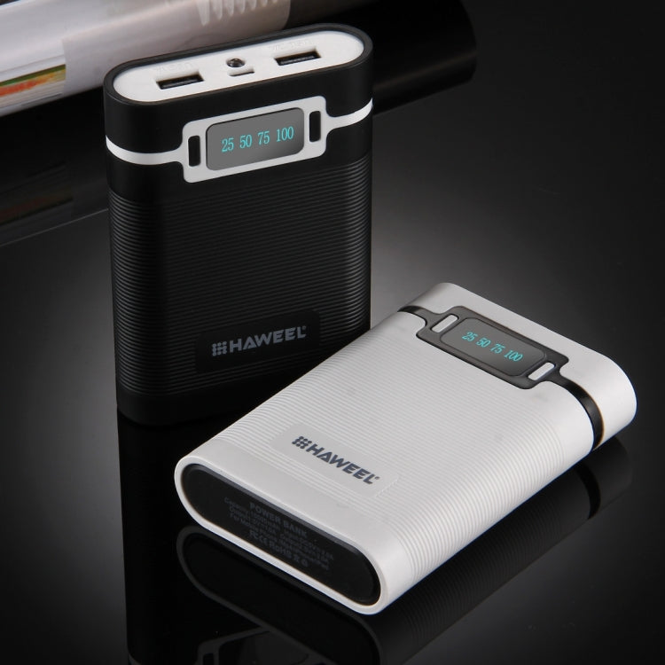 HAWEEL DIY 4顆 18650 電池（不含）10000mAh 行動電源外殼盒，附 2個 USB 輸出及顯示，適用於 iPhone、Galaxy、Sony、HTC、Google、Huawei、小米、Lenovo 及其他智慧手機，DIY 4顆 18650 10000mAh 電池（美規）