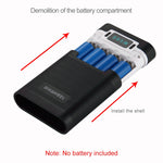 HAWEEL DIY 4顆 18650 電池（不含）10000mAh 行動電源外殼盒，附 2個 USB 輸出及顯示，適用於 iPhone、Galaxy、Sony、HTC、Google、Huawei、小米、Lenovo 及其他智慧手機，DIY 4顆 18650 10000mAh 電池（美規）