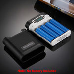 HAWEEL DIY 4顆 18650 電池（不含）10000mAh 行動電源外殼盒，附 2個 USB 輸出及顯示，適用於 iPhone、Galaxy、Sony、HTC、Google、Huawei、小米、Lenovo 及其他智慧手機，DIY 4顆 18650 10000mAh 電池（美規）