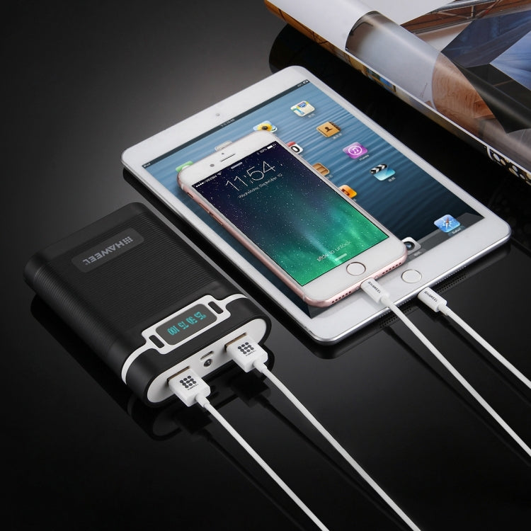 HAWEEL DIY 4顆 18650 電池（不含）10000mAh 行動電源外殼盒，附 2個 USB 輸出及顯示，適用於 iPhone、Galaxy、Sony、HTC、Google、Huawei、小米、Lenovo 及其他智慧手機，DIY 4顆 18650 10000mAh 電池（美規）