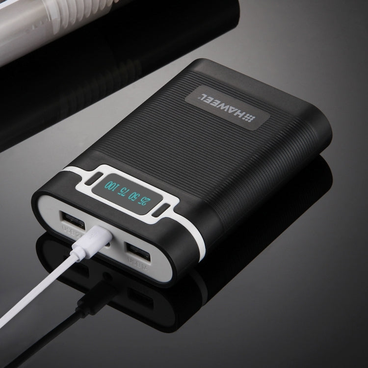 HAWEEL DIY 4顆 18650 電池（不含）10000mAh 行動電源外殼盒，附 2個 USB 輸出及顯示，適用於 iPhone、Galaxy、Sony、HTC、Google、Huawei、小米、Lenovo 及其他智慧手機，DIY 4顆 18650 10000mAh 電池（美規）