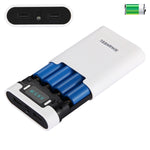 HAWEEL DIY 4顆 18650 電池（不含）10000mAh 行動電源外殼盒，附 2個 USB 輸出及顯示，適用於 iPhone、Galaxy、Sony、HTC、Google、Huawei、小米、Lenovo 及其他智慧手機，DIY 4顆 18650 10000mAh 電池（美規）