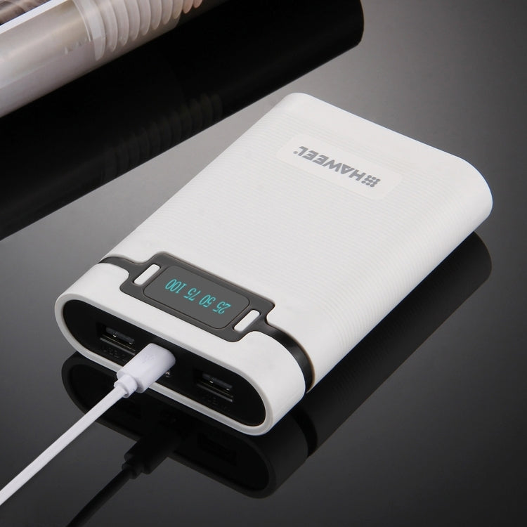 HAWEEL DIY 4顆 18650 電池（不含）10000mAh 行動電源外殼盒，附 2個 USB 輸出及顯示，適用於 iPhone、Galaxy、Sony、HTC、Google、Huawei、小米、Lenovo 及其他智慧手機，DIY 4顆 18650 10000mAh 電池（美規）