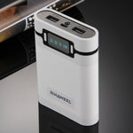 HAWEEL DIY 4顆 18650 電池（不含）10000mAh 行動電源外殼盒，附 2個 USB 輸出及顯示，適用於 iPhone、Galaxy、Sony、HTC、Google、Huawei、小米、Lenovo 及其他智慧手機，DIY 4顆 18650 10000mAh 電池（美規）