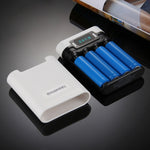HAWEEL DIY 4顆 18650 電池（不含）10000mAh 行動電源外殼盒，附 2個 USB 輸出及顯示，適用於 iPhone、Galaxy、Sony、HTC、Google、Huawei、小米、Lenovo 及其他智慧手機，DIY 4顆 18650 10000mAh 電池（美規）
