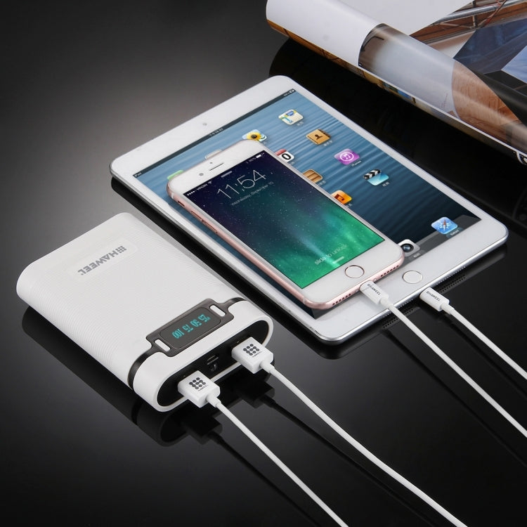 HAWEEL DIY 4顆 18650 電池（不含）10000mAh 行動電源外殼盒，附 2個 USB 輸出及顯示，適用於 iPhone、Galaxy、Sony、HTC、Google、Huawei、小米、Lenovo 及其他智慧手機，DIY 4顆 18650 10000mAh 電池（美規）