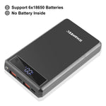 HAWEEL DIY 6 x 18650電池24W快充行動電源盒，帶顯示，不含電池，6 x 18650電池