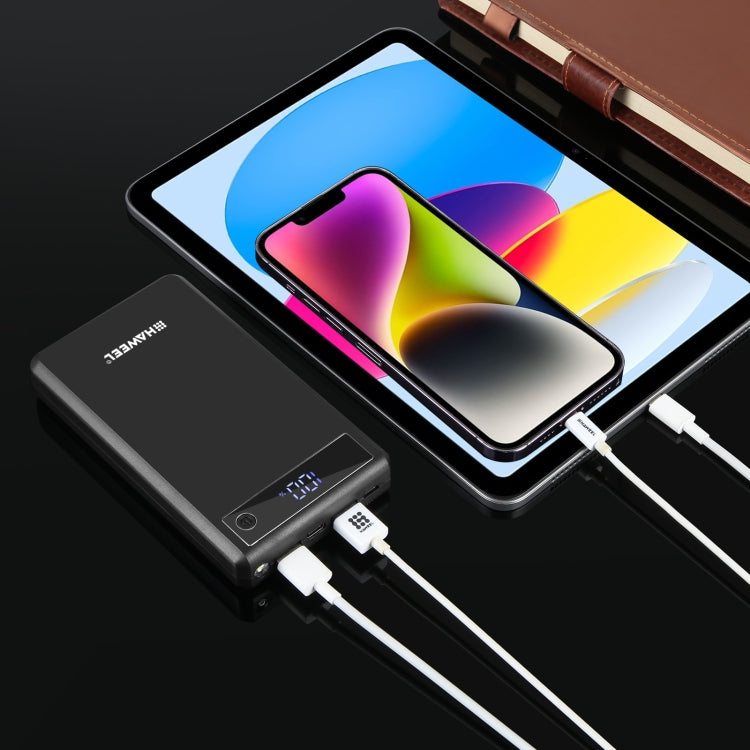 HAWEEL DIY 6 x 18650電池24W快充行動電源盒，帶顯示，不含電池，6 x 18650電池