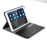 可拆式藍牙鍵盤 + 橫向翻轉皮革平板保護套附筆架，適用 iPad Pro 9.7 吋、iPad Air、iPad Air 2、iPad 9.7 吋 (2017)、iPad 9.7 吋 (2018)，A07 黑色、A07 金色、A07 藍色、A07 玫瑰金