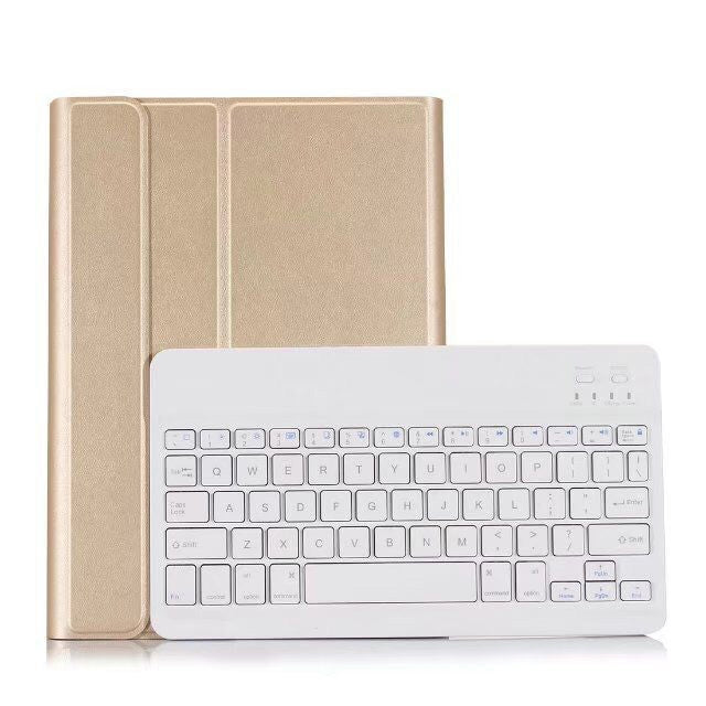 可拆式藍牙鍵盤 + 橫向翻轉皮革平板保護套附筆架，適用 iPad Pro 9.7 吋、iPad Air、iPad Air 2、iPad 9.7 吋 (2017)、iPad 9.7 吋 (2018)，A07 黑色、A07 金色、A07 藍色、A07 玫瑰金