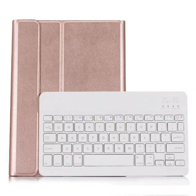 可拆式藍牙鍵盤 + 橫向翻轉皮革平板保護套附筆架，適用 iPad Pro 9.7 吋、iPad Air、iPad Air 2、iPad 9.7 吋 (2017)、iPad 9.7 吋 (2018)，A07 黑色、A07 金色、A07 藍色、A07 玫瑰金