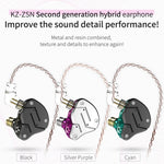 KZ ZSN 圓形鐵動鐵四核有線控制入耳式超重低音 HiFi 耳機無麥克風
