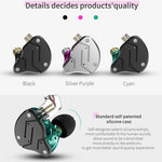 KZ ZSN 圓形鐵動鐵四核有線控制入耳式超重低音 HiFi 耳機無麥克風