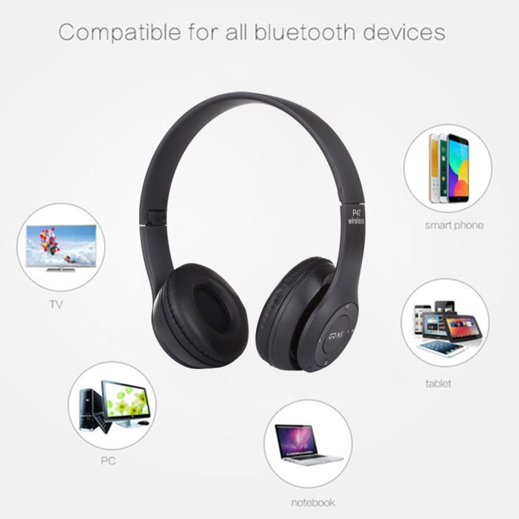 P47 可折疊無線藍牙耳機，配 3.5mm 音頻插孔，支援 MP3 / 通話，P47 黑色、P47 藍色、P47 紅色、P47 白色、P47 綠色