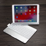 F102AS 10.2 吋 iPad 彩色背光可旋轉藍牙鍵盤皮革平板保護套，附筆槽功能