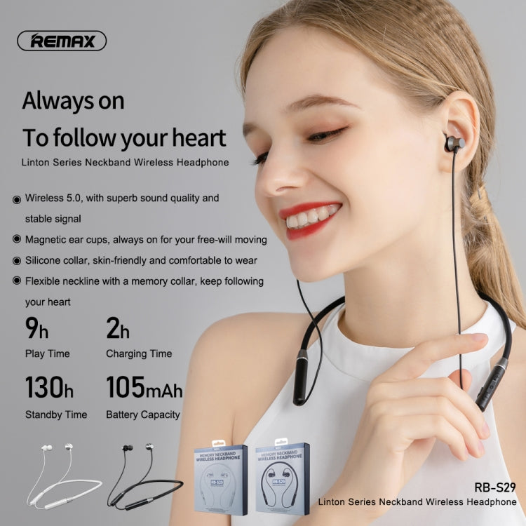 REMAX RB-S29 Linton 系列記憶頸帶 V5.0 藍牙無線耳機