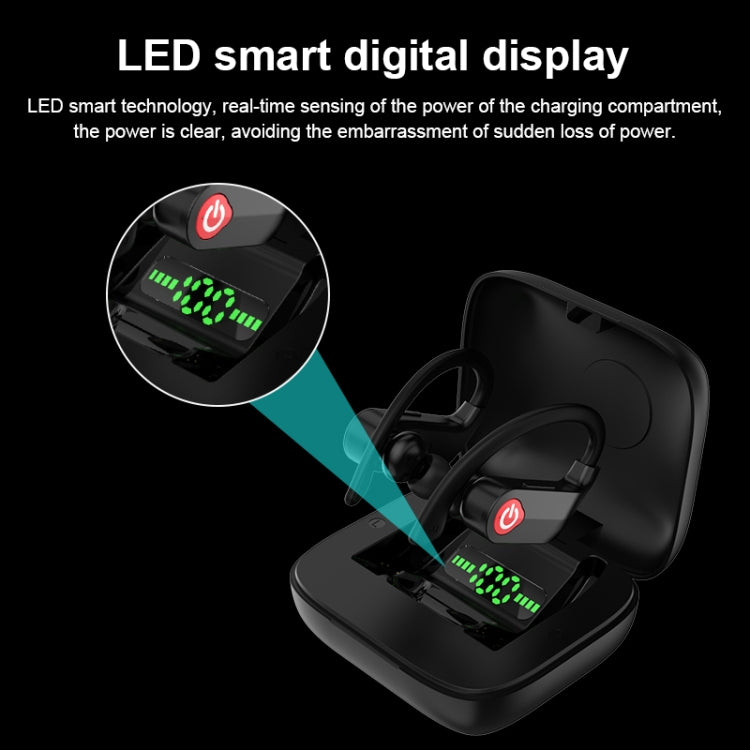 Q83 無線耳掛式運動藍牙耳機，附充電盒，支援三屏 LED 電量顯示及行動電源，Q83