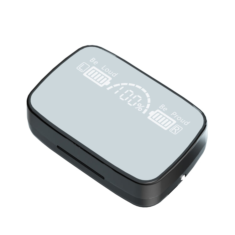 M9 藍牙 5.1 TWS 鏡面數字顯示無線藍牙耳機附充電盒手電筒，支援觸控、Siri 及電量顯示，M9（黑色）