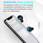 M9 藍牙 5.1 TWS 鏡面數字顯示無線藍牙耳機附充電盒手電筒，支援觸控、Siri 及電量顯示，M9（黑色）