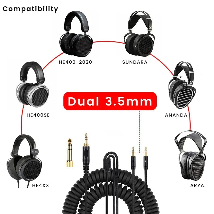 ZS0227 Denon AH-D7100 7200 D600 D9200 5200 專用雙 3.5mm 彈簧耳機音訊線
