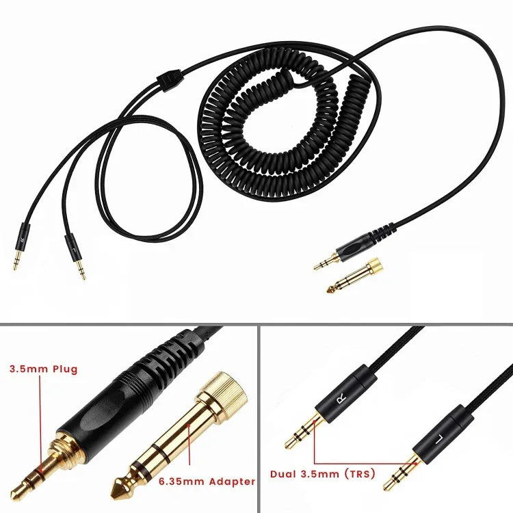 ZS0227 Denon AH-D7100 7200 D600 D9200 5200 專用雙 3.5mm 彈簧耳機音訊線