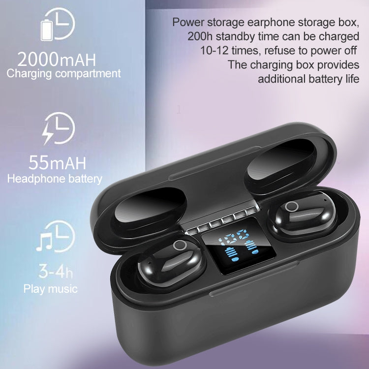 Dt-18 無線雙耳藍牙耳機，附 2000mAh 充電艙及觸控智慧磁吸充電