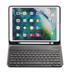 A09B 藍牙 3.0 超薄 ABS 可拆式藍牙鍵盤皮革平板保護套，適用 iPad Air / Pro 10.5 吋 (2019)，附筆槽及筆架