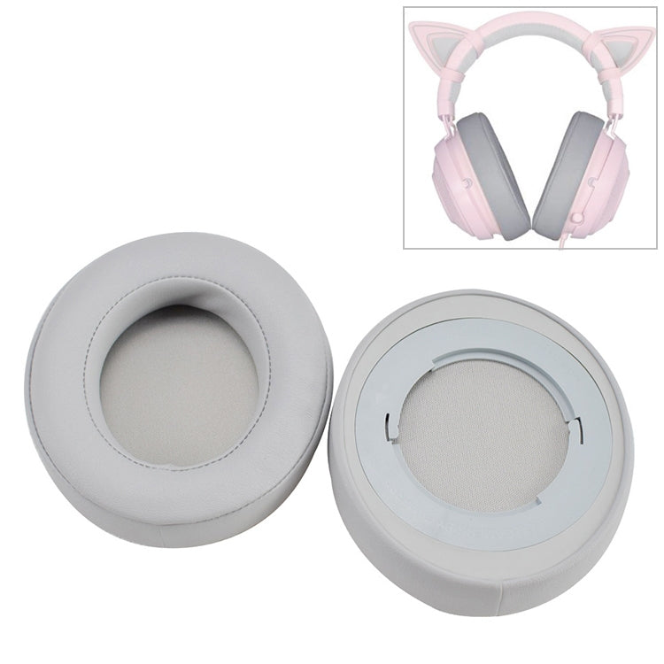 2個裝 適用於Razer Kraken 7.1 V2耳機的海綿灰網耳罩替換套，適用Razer Kraken 7.1 V2（灰色款）