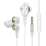 D12 1.2m 有線入耳 3.5mm 介面立體聲線控 HIFI 耳機 雙動圈跑步遊戲音樂耳機附包裝，D12 附包裝（黑色），D12 附包裝（白色）