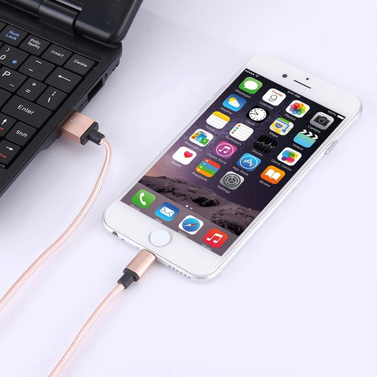 1米編織風格金屬頭58芯8針轉USB 2.0數據/充電線