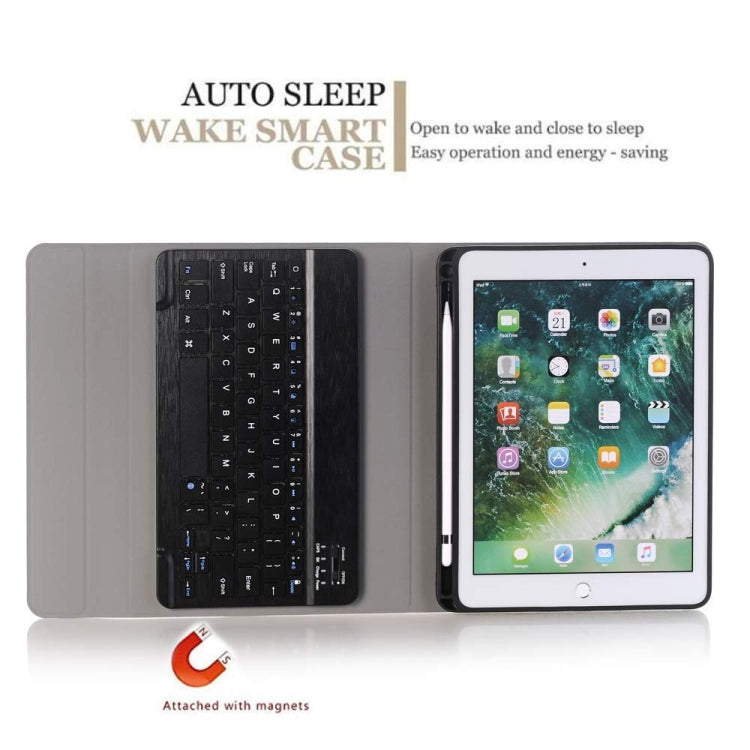 可拆式藍牙鍵盤 + 橫向翻蓋皮革平板保護套，帶支架及筆槽，適用於 iPad Pro 9.7 吋、iPad Air、iPad Air 2、iPad 9.7 吋（2017）、iPad 9.7 吋（2018），A07B 藍色、A07B 玫瑰金、A07B 黑色、A07B 金色
