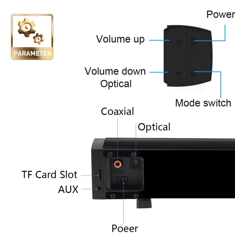 Soundbar LP-09 (CE0148) 家庭劇院藍牙無線音響條附遙控器，CE0148 黑色