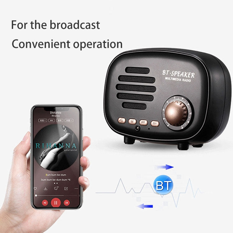Q108 復古迷你無線藍牙喇叭，支持免提通話 / TF卡 / U盤 / FM