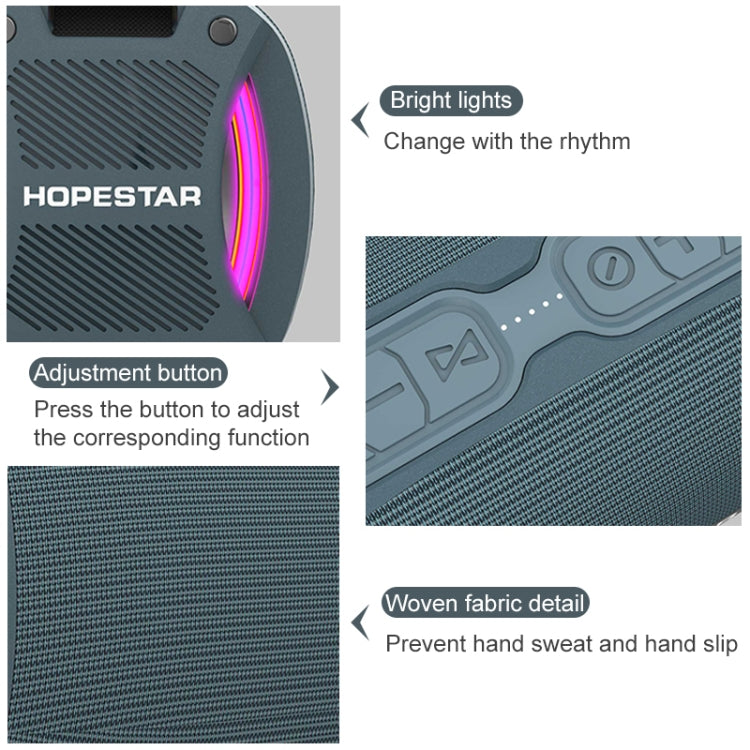 HOPESTAR H24 Pro TWS 便攜戶外防水織紋藍牙喇叭，節奏燈，支援免持通話、U 盤、TF 卡、3.5mm AUX 及 FM，H24 Pro 黑色、H24 Pro 灰色、H24 Pro 藍色、H24 Pro 紅色