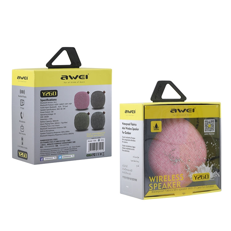 awei Y260 迷你便攜式無線藍牙喇叭，IPX4防水，內建麥克風，支援TF卡，Y260