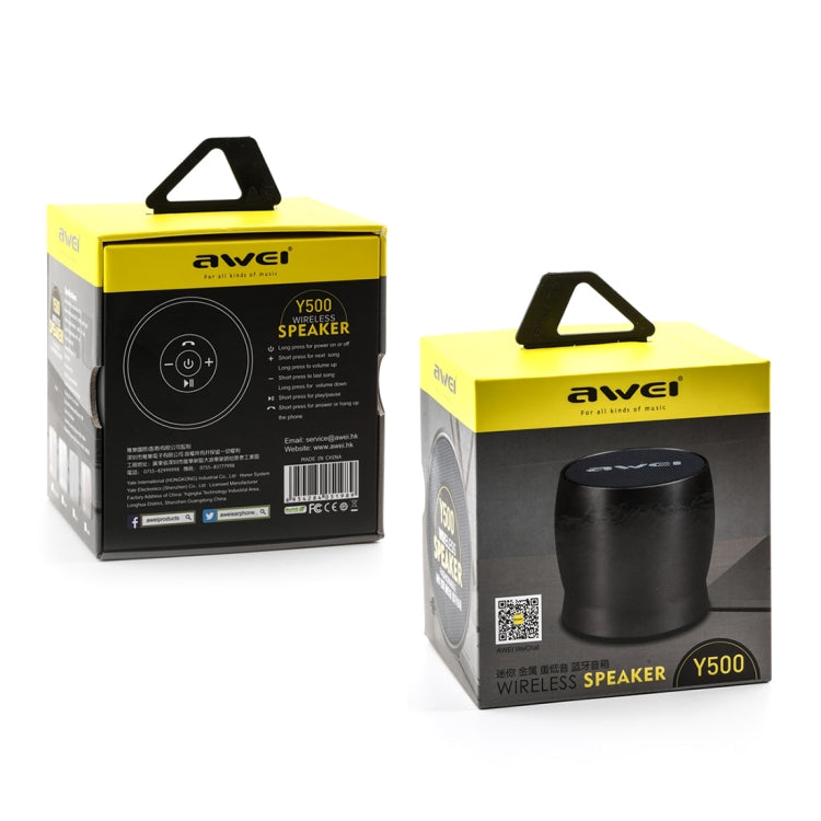 awei Y500 迷你便攜式無線藍牙喇叭，具備3D立體聲，內建麥克風，支援TF卡 / AUX，Y500