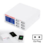 899 30W QC 3.0 6口USB快速充電器帶LCD數字顯示，歐規插頭，899