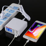 899 30W QC 3.0 6口USB快速充電器帶LCD數字顯示，歐規插頭，899