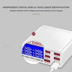 899 30W QC 3.0 6口USB快速充電器帶LCD數字顯示，歐規插頭，899