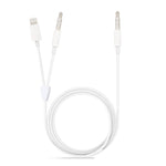 MH030 1米2合1 8針公頭及3.5毫米公頭轉3.5毫米公頭AUX音頻線，適用iPhone、iPad、三星、華為、小米、HTC，MH030
