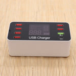 A9+ 多功能交流電100V~240V 8埠USB數字顯示LCD可拆卸充電站 智能充電器，支援QC3.0，A9+