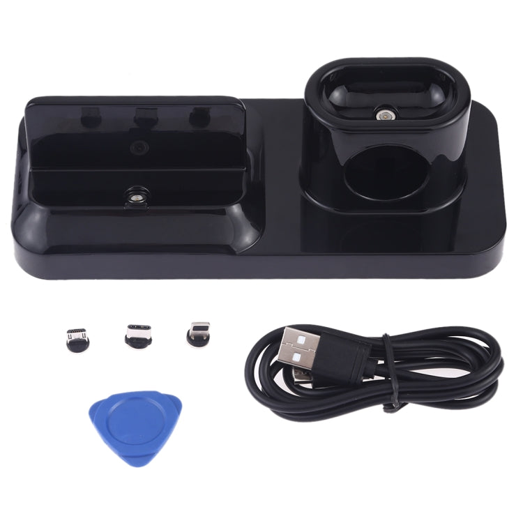 無線可充電底座充電站支架 適用手機與耳機，帶Micro USB + USB-C / Type-C + 8針介面