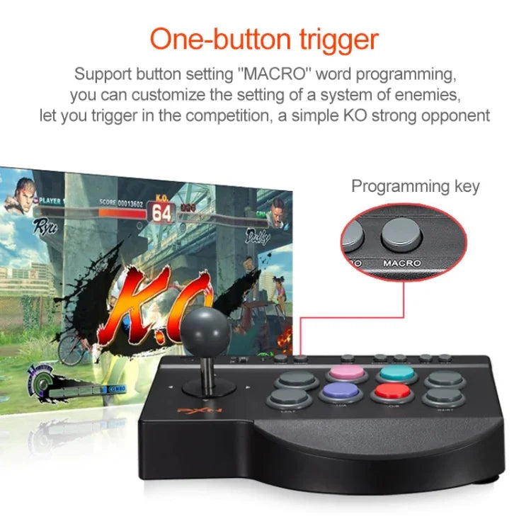 PXN PXN-0082角鬥士街機遊戲搖桿控制器，適用Nintendo Switch／PC／Android系統／PS3／PS4／XboxOne，PXN-0082
