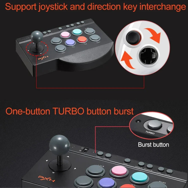 PXN PXN-0082角鬥士街機遊戲搖桿控制器，適用Nintendo Switch／PC／Android系統／PS3／PS4／XboxOne，PXN-0082