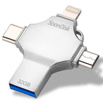 4合1 32GB USB 3.0 + 8針 + Micro USB + USB-C / Type-C 雙用隨身碟，具OTG功能，32GB